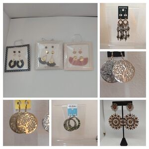 Lot Of 14 Various Mixed Colors Pierced, Dangle, Stud, Earrings Mixed Materials